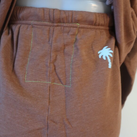 NWT Womens Aviator Nation Brown 2Pc Set Palm Tree Music Fest Hoodie Sweatpants M - Picture 14 of 15